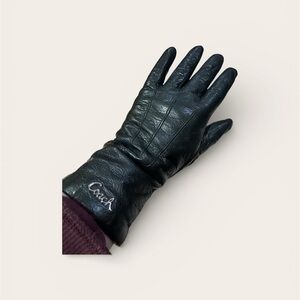 Coach Black Genuine Leather Gloves NWOT
